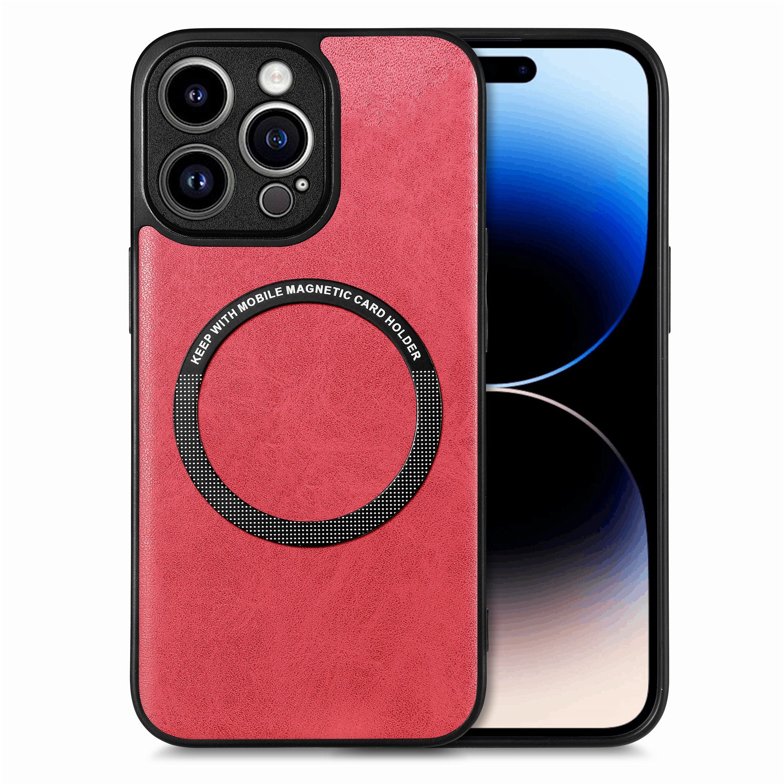 Læderbelagt PC+TPU-cover kompatibel med MagSafe til iPhone 14 Pro Max, Anti-ridse telefoncover - sort Læderbelagt PC+TPU-cover kompatibel med MagSafe til iPhone 14 Pro Max, Anti-ridse telefoncover - sort